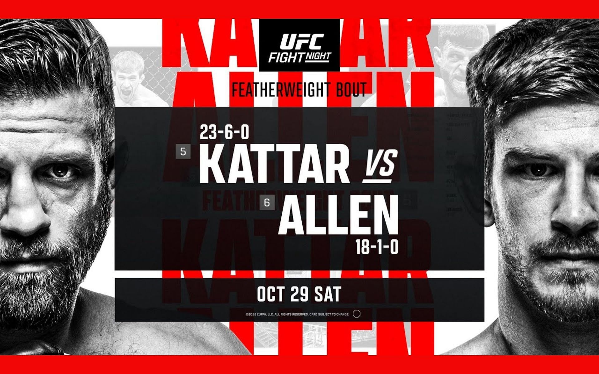 UFC Fight Night: Kattar vs. Allen [Image courtesy: UFC via YouTube]