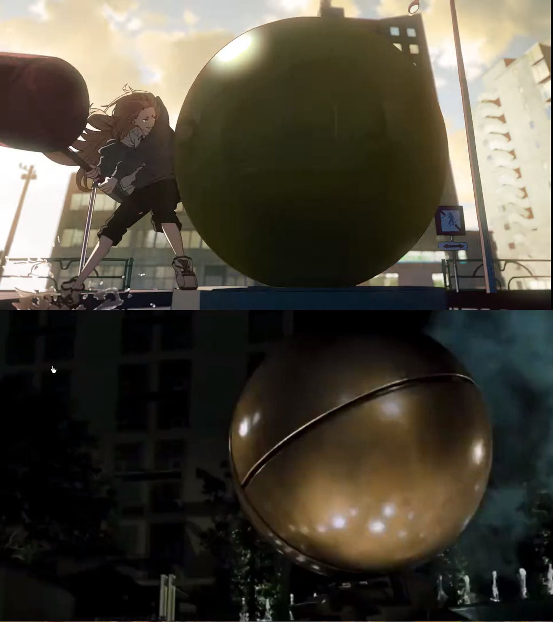 The ball which Power hits in the opening looks similar to the giant gold ball in Fight Club (Image via Sportskeeda)