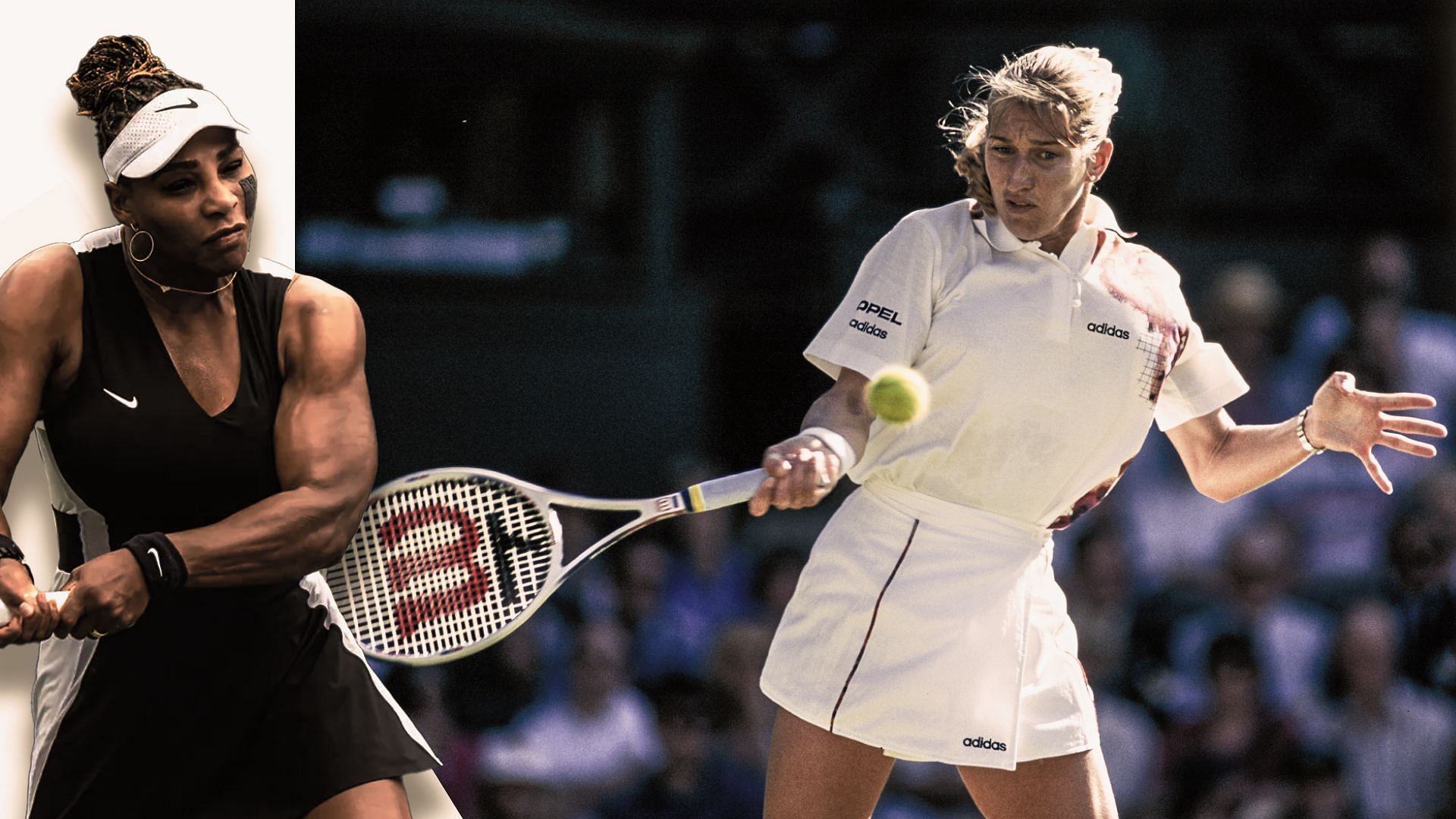 Serena Williams (L) and Steffi Graf