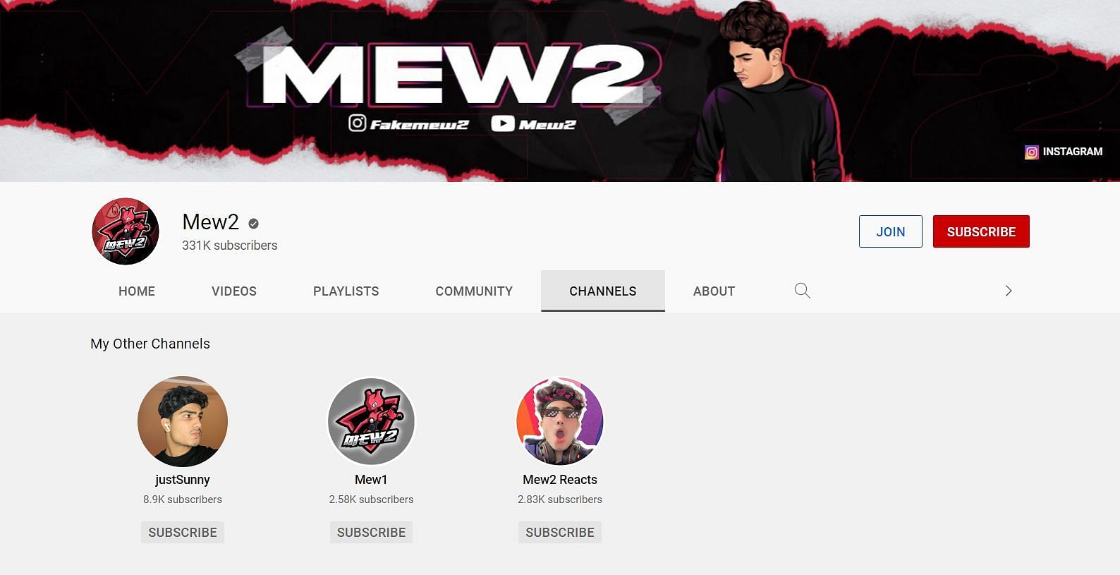 Mew2&#039;s YouTube channels (Image via Google)