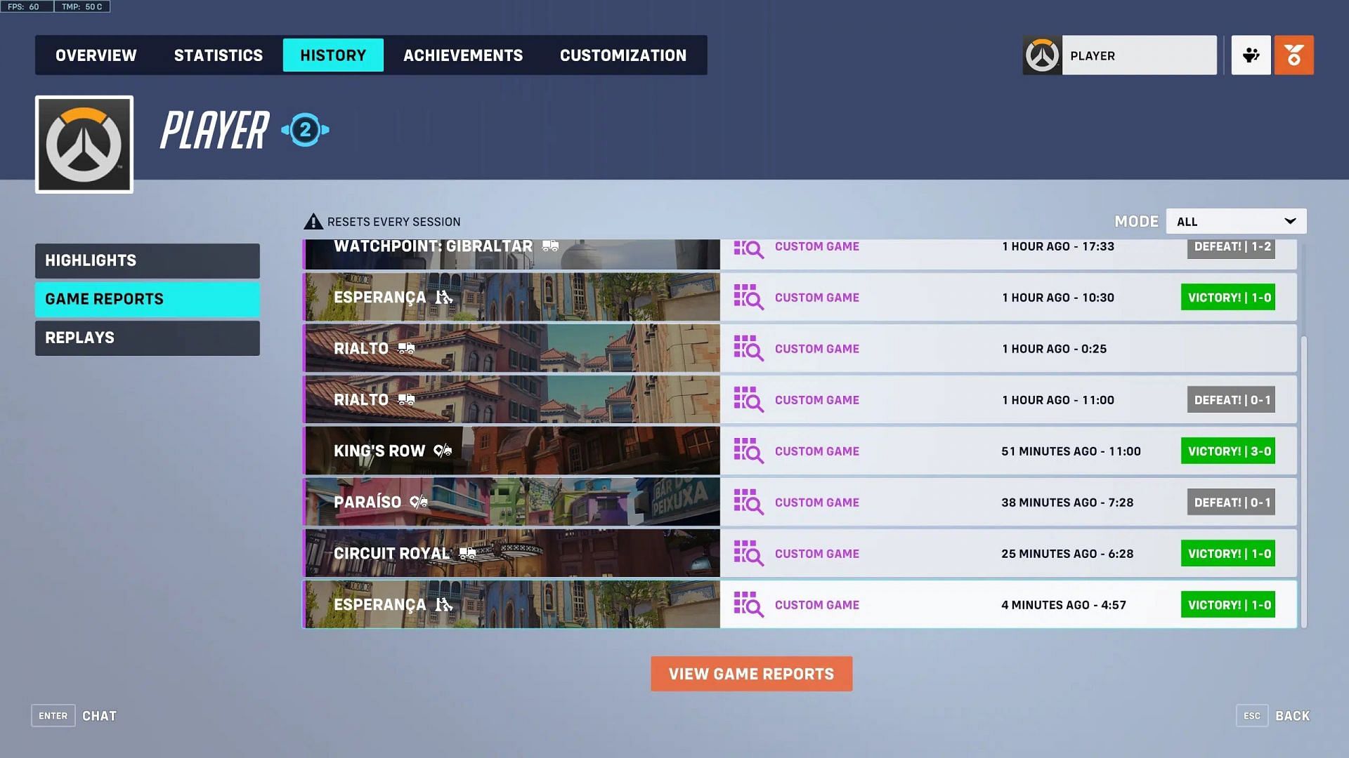 Game reports in Overwatch 2 (Image via Blizzard)
