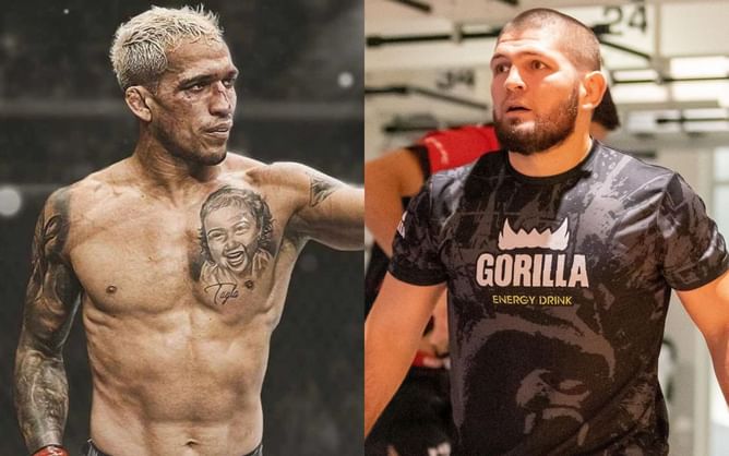 "Just promoting the fight" - Charles Oliveira on what Khabib Nurmagomedov told him inside octagon after loss to Islam Makhachev at UFC 280
