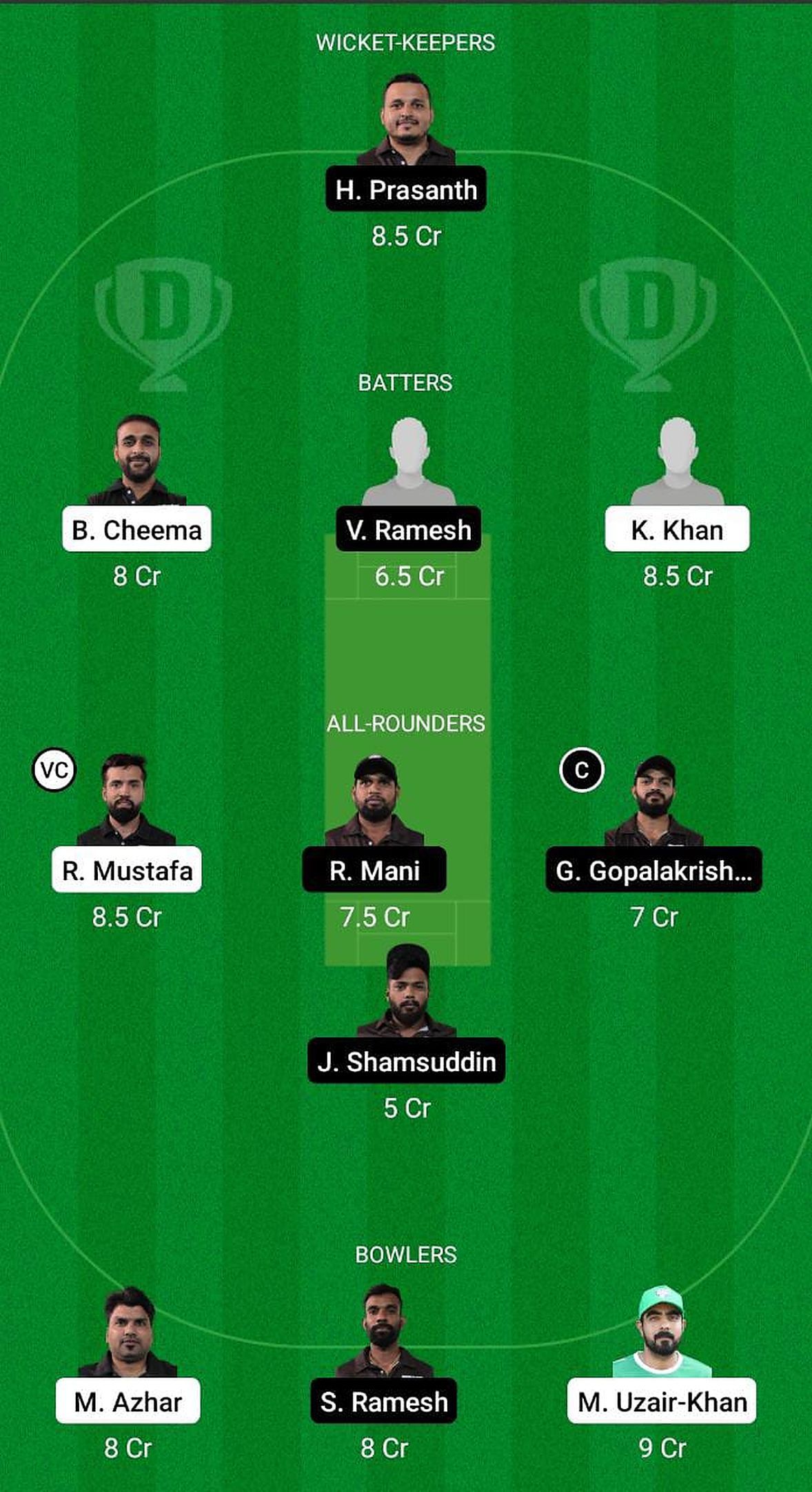 FM vs COL Fantasy Suggestion Team 1