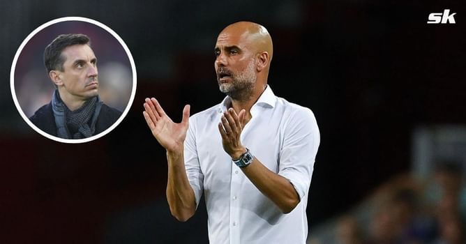 “You don’t normally see him do that at away ground” – Gary Neville highlights what Pep Guardiola did before kick-off against Liverpool at Anfield