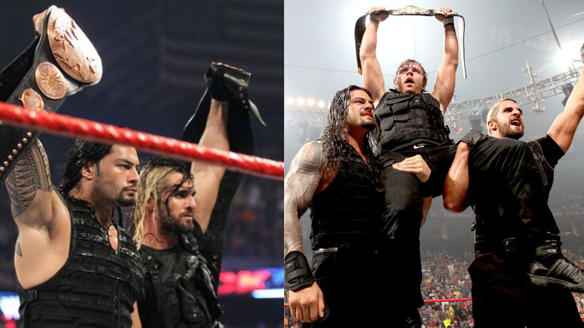 WWE group The Shield (Roman Reigns, Seth Rollins, and Jon Moxley)
