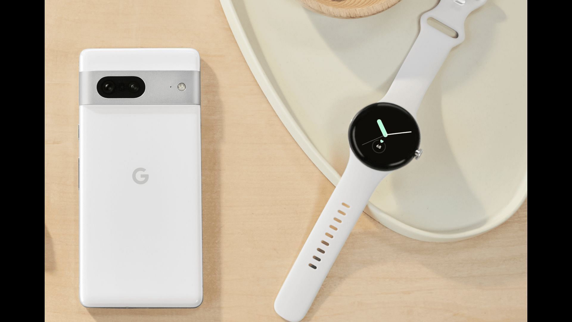 Pixel 7 and Pixel watch in promotional photo (Image via Google)