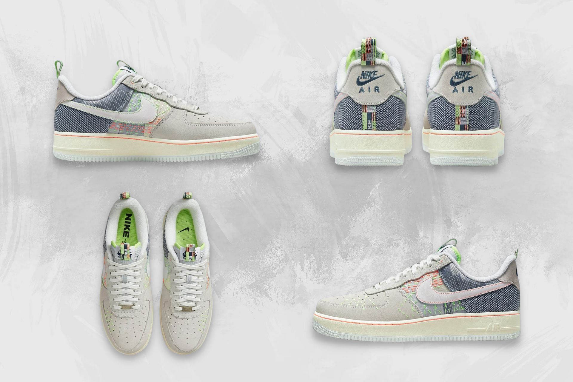 Here&#039;s a detailed the upcoming Nike Air Force 1 Low Sashiko shoes (Image via Sportskeeda)