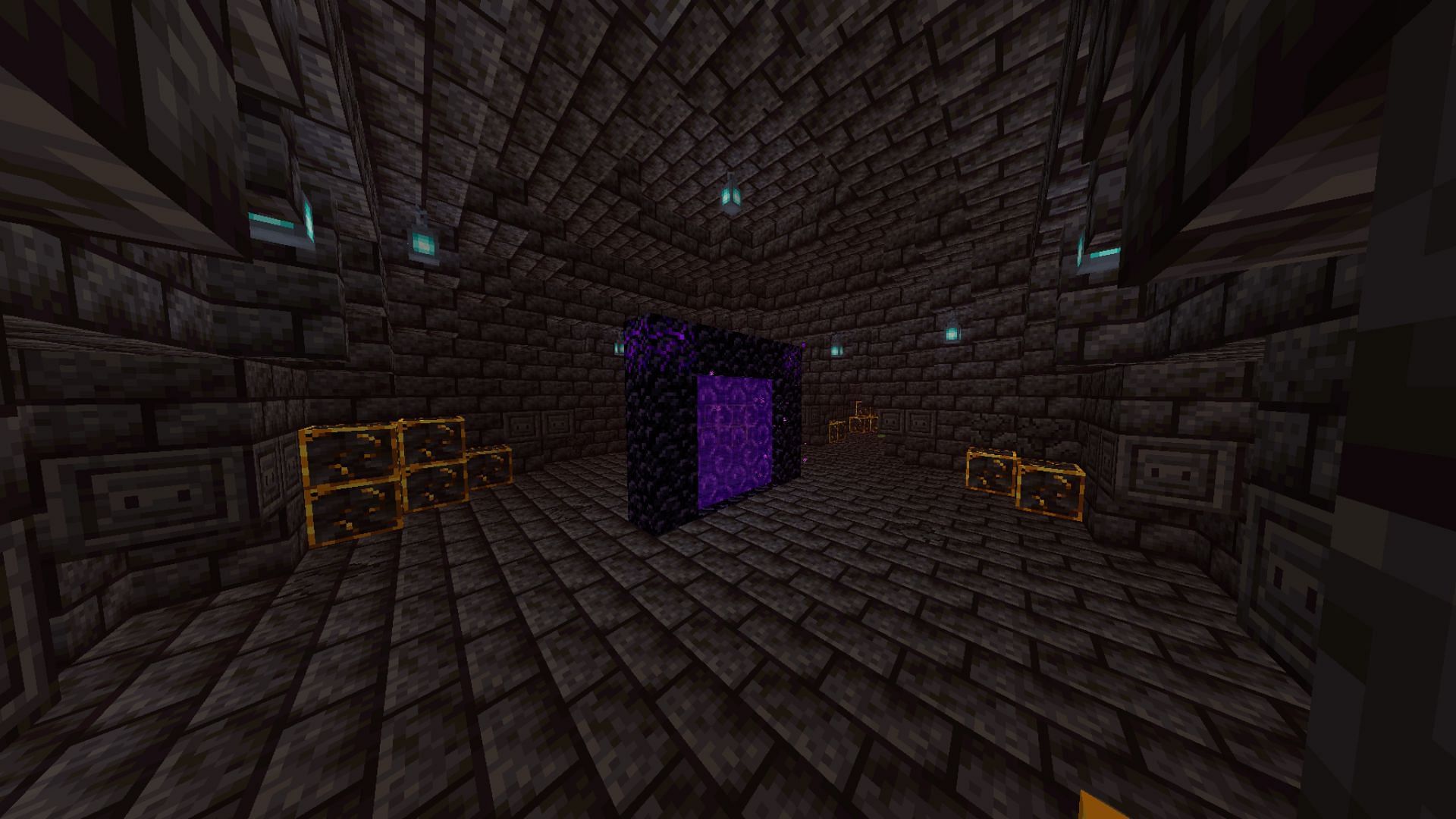 To protect the Nether portals, players can create a hub around them in Minecraft (Image via Reddit / u/Braguetta)