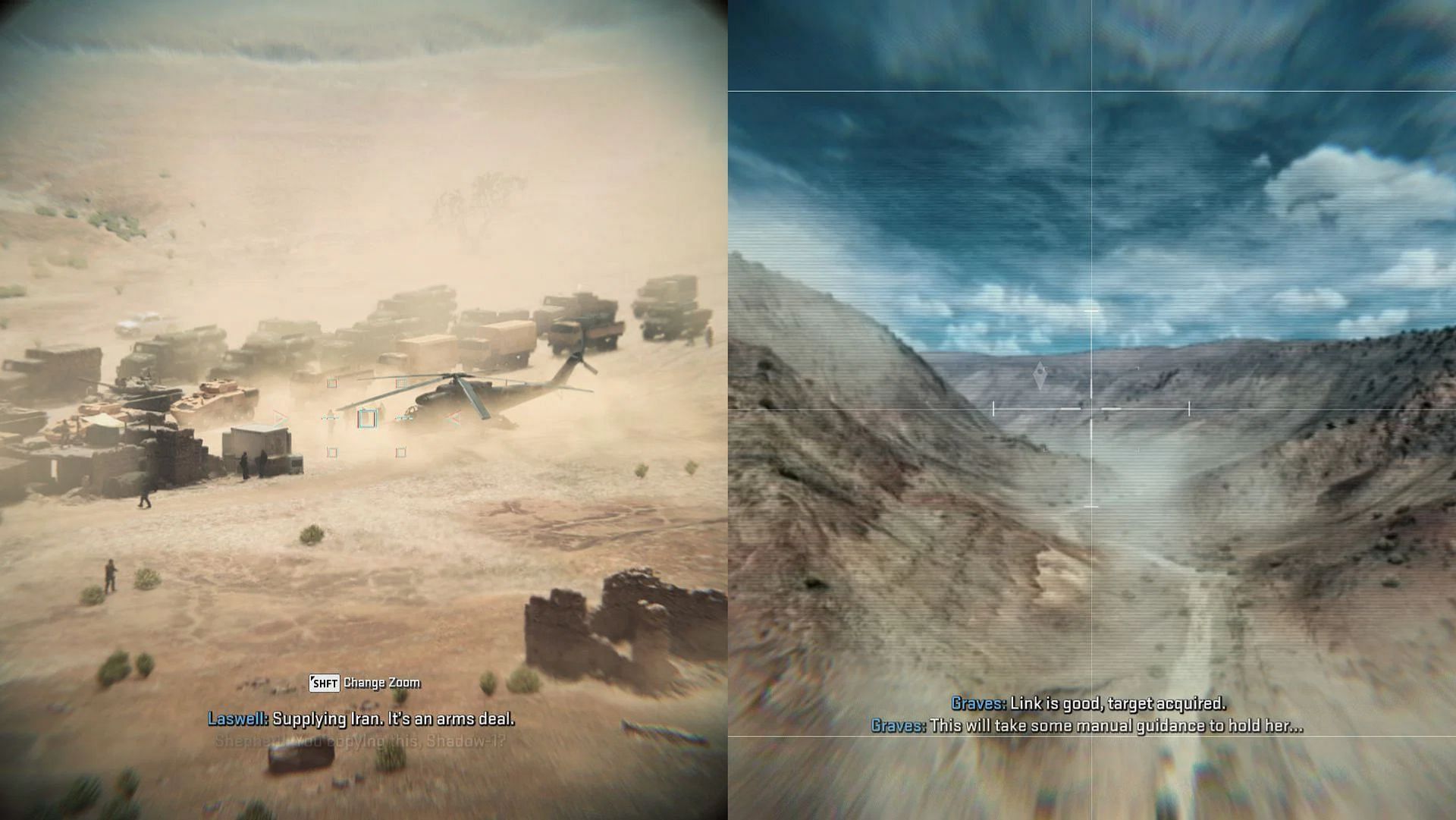Locating General Ghorbrani, followed by steering the missile (Image via Activision)