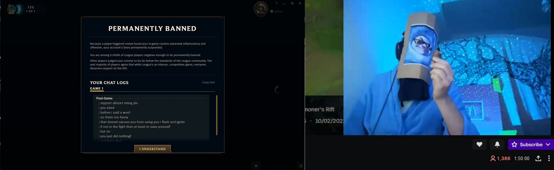 Twitch streamer LionL9 skips 708 account bans to continue playing League of Legends (Screengrab via LionL9 YouTube channel)