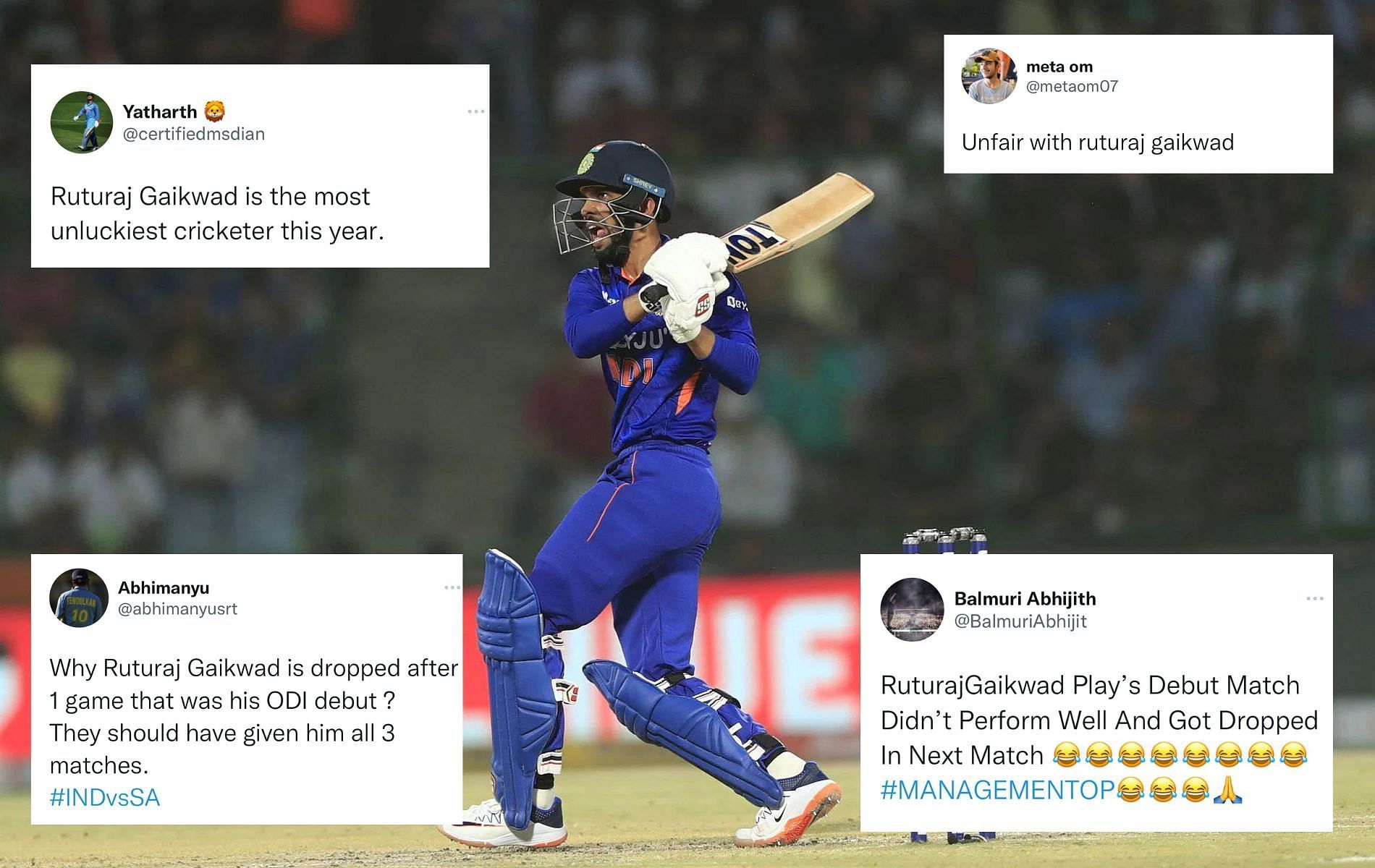 Ruturaj Gaikwad had a forgettable ODI debut. (Pics: Getty/Twitter)