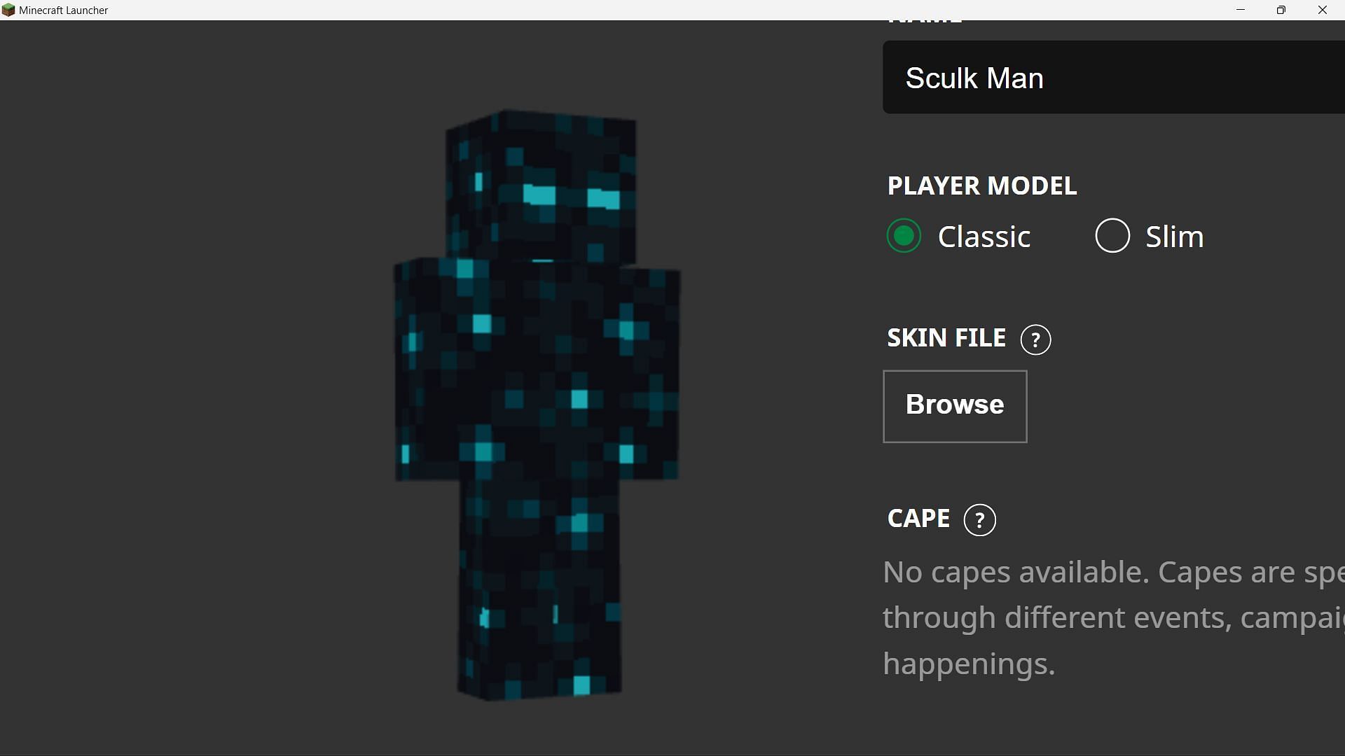 Sculk man looks the most creepy as a Minecraft skin (Image via Sportskeeda)