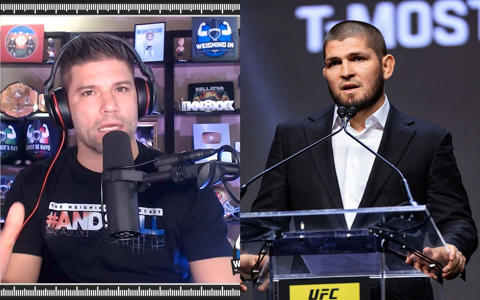 Josh Thomson (left) [Image courtesy: @weighingin on YouTube] and Khabib Nurmagomedov (right)