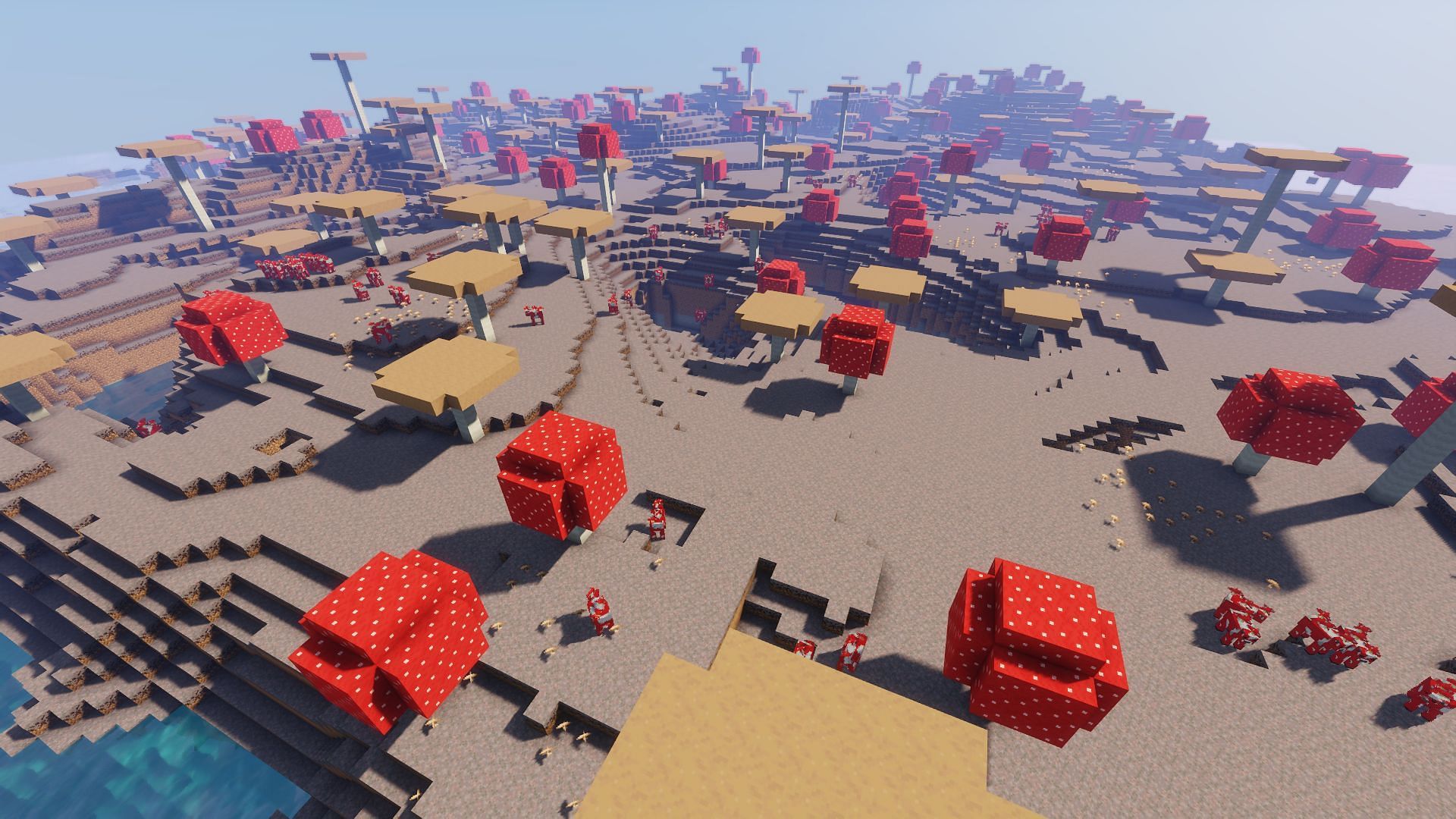 One of the mushroom islands found in the spawn sea (Image via Minecraft)