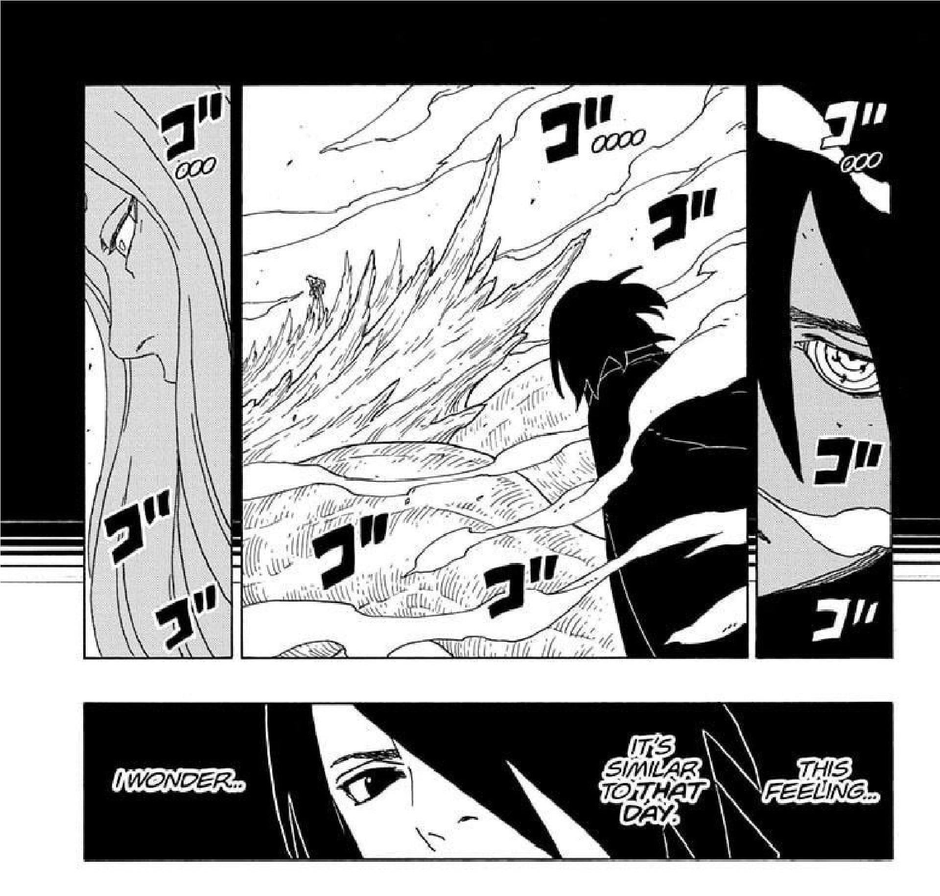 Sasuke&#039;s intuition in chapter 73 (Image via Masashi Kishimoto/Shueisha)
