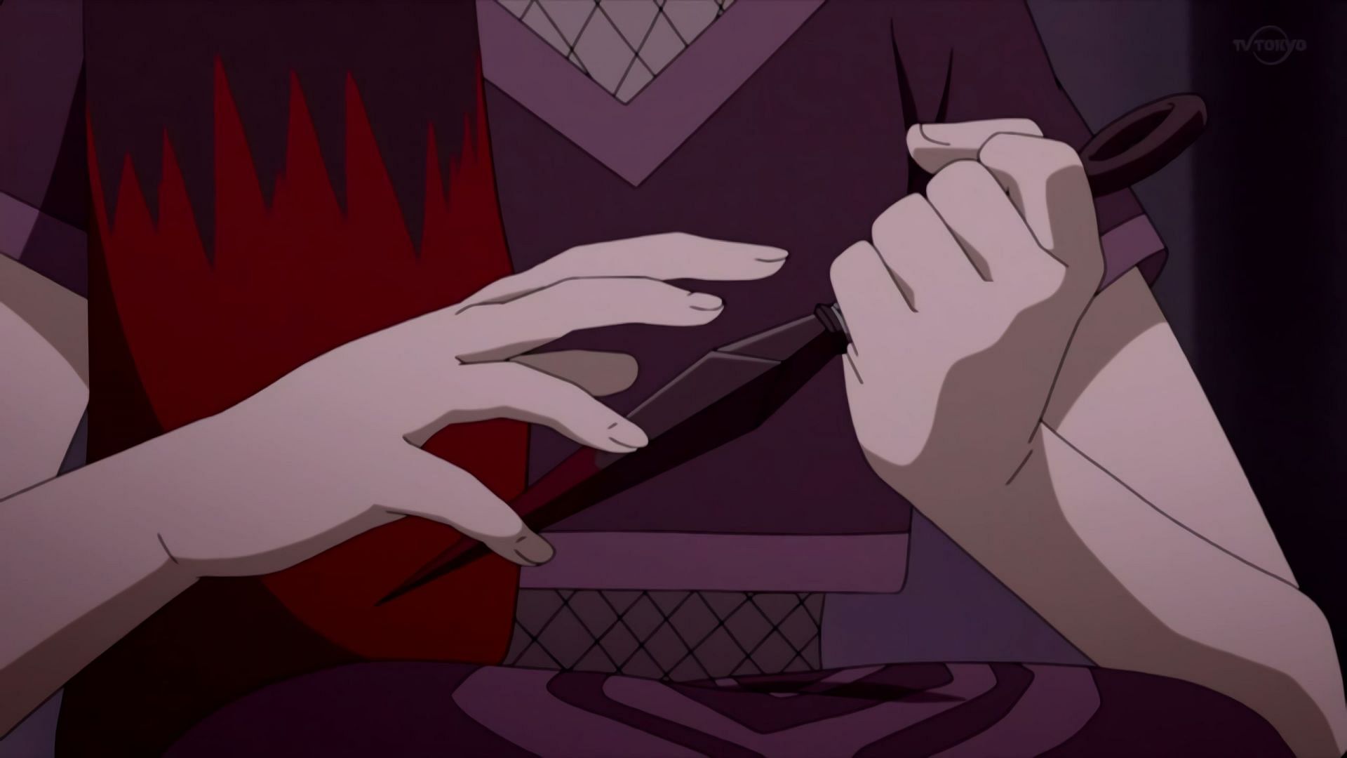 Hana grabbing her Kunai (Image via Studio Pierrot)