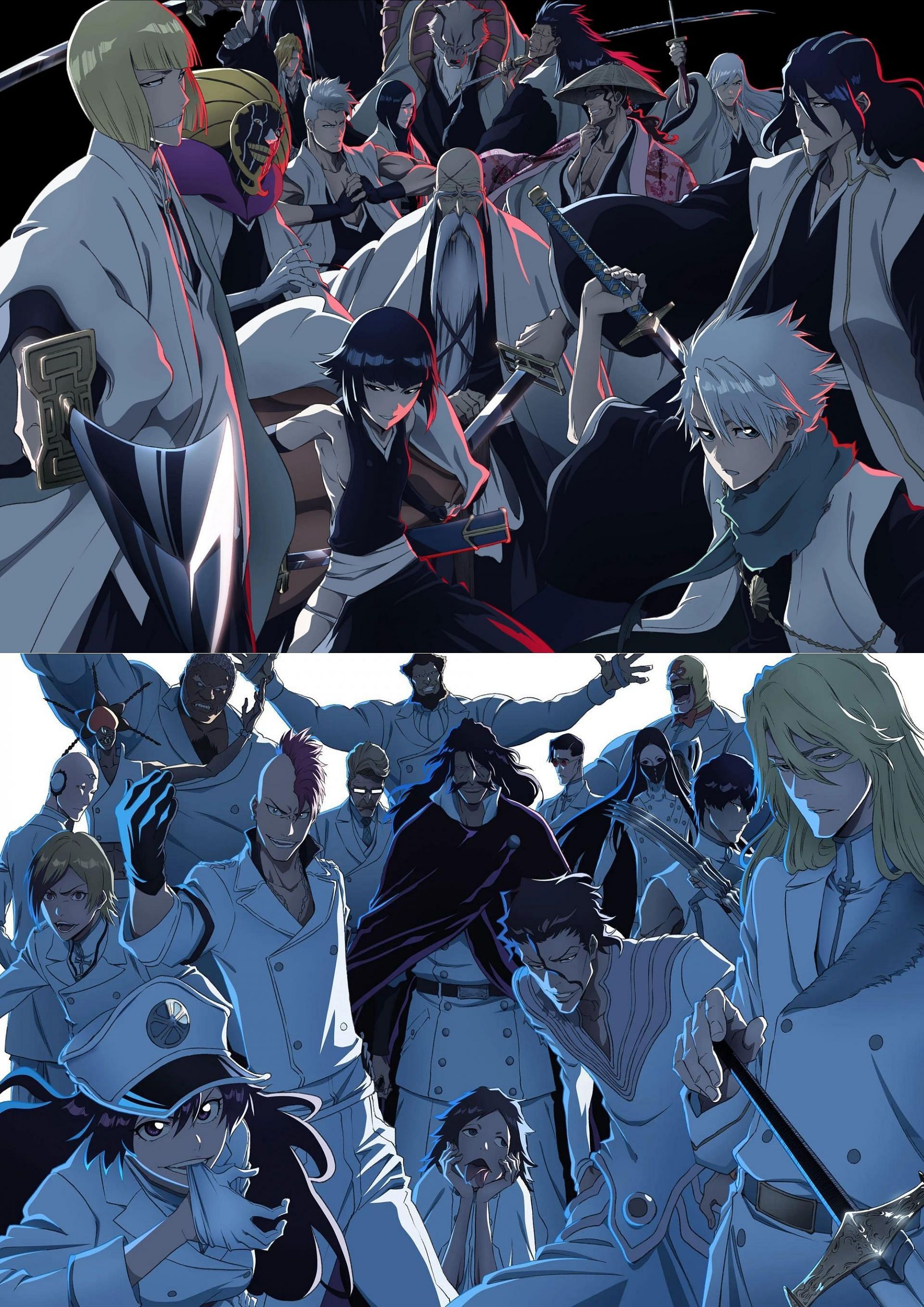 Gotei 13 captains and Sternritter in Bleach TYBW key visuals (Image via Studio Pierrot)