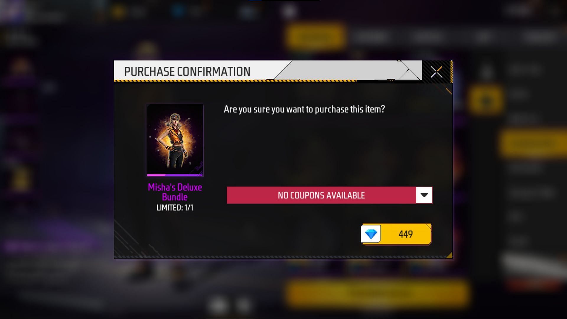 Confirm the purchase to receive the bundle (Image via Garena)