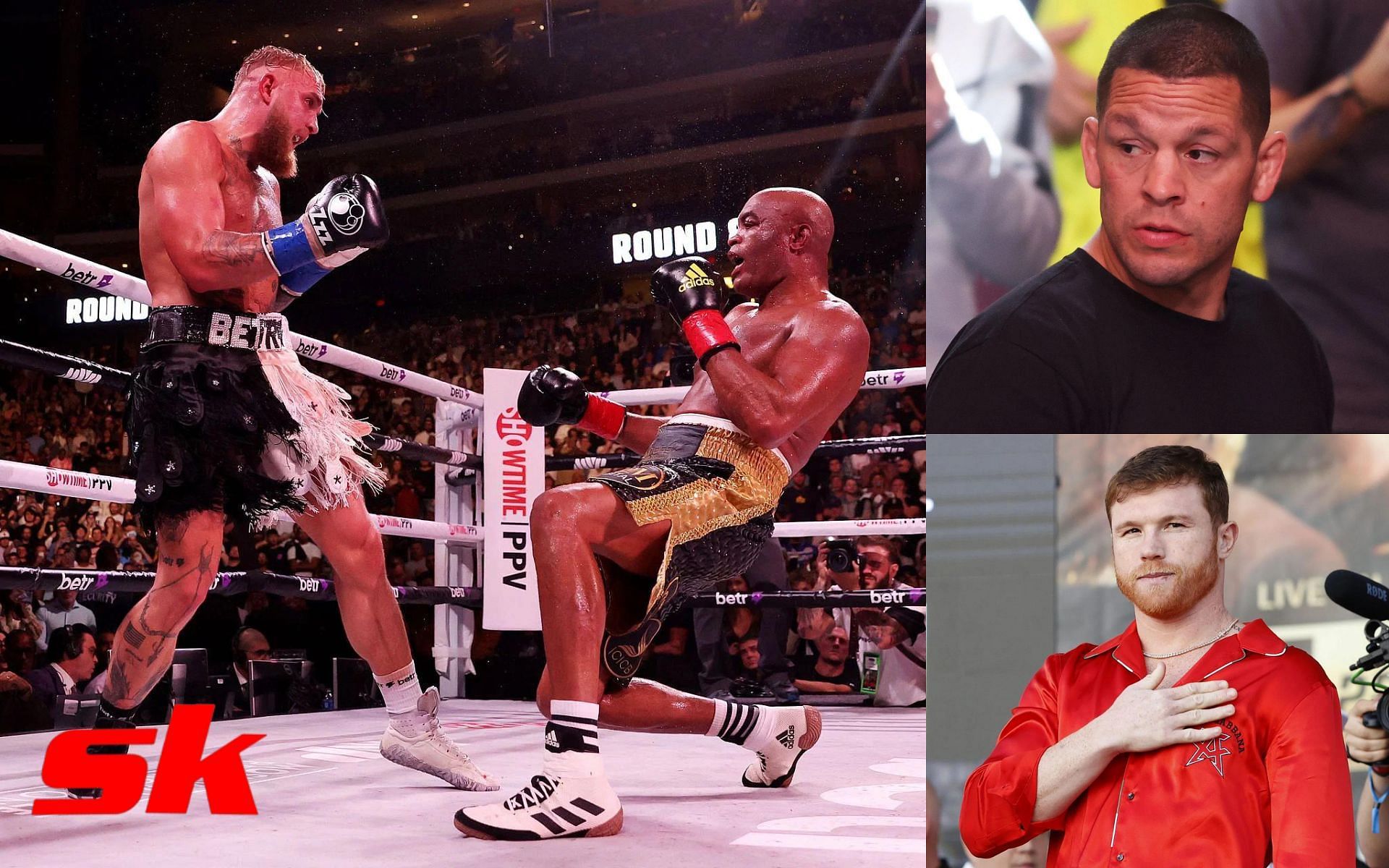 Jake Paul vs. Anderson Silva (left), Nate Diaz (top) &amp; Canelo Alvarez (bottom)