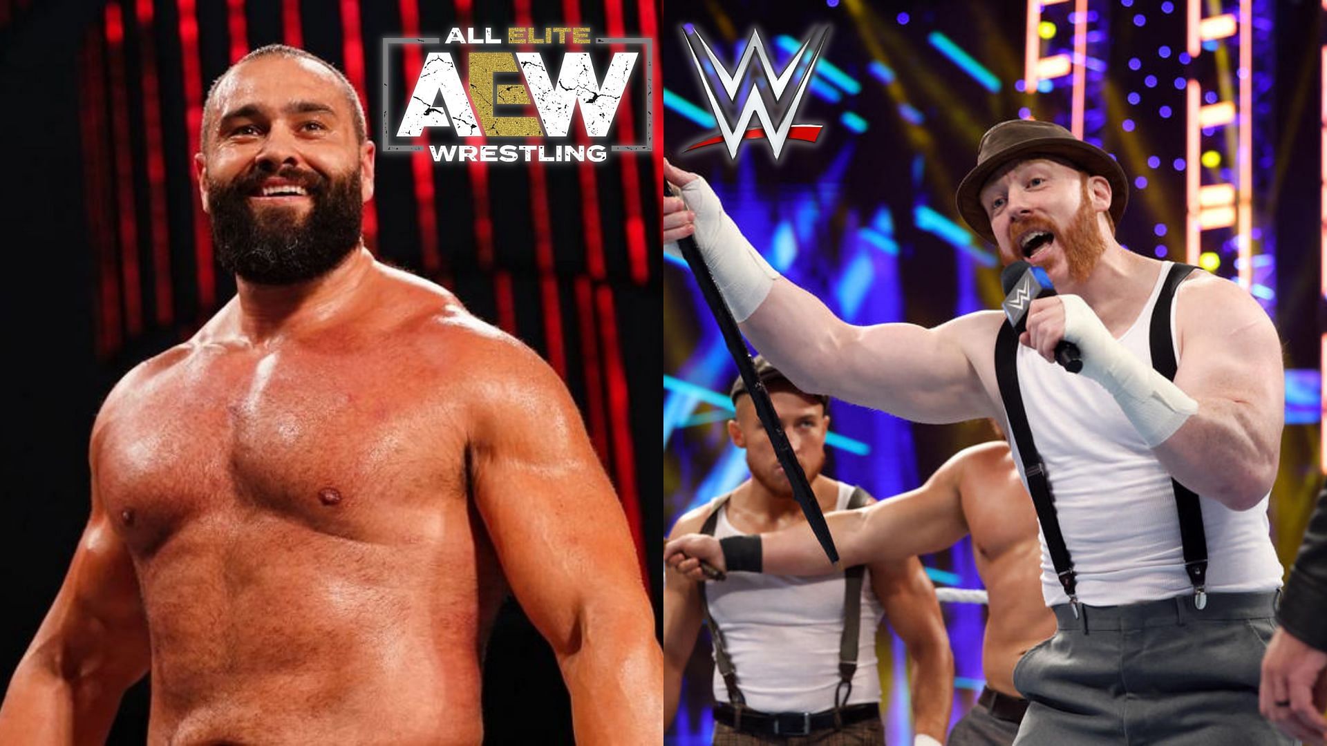 AEW star Miro (left), WWE Superstar Sheamus (right)