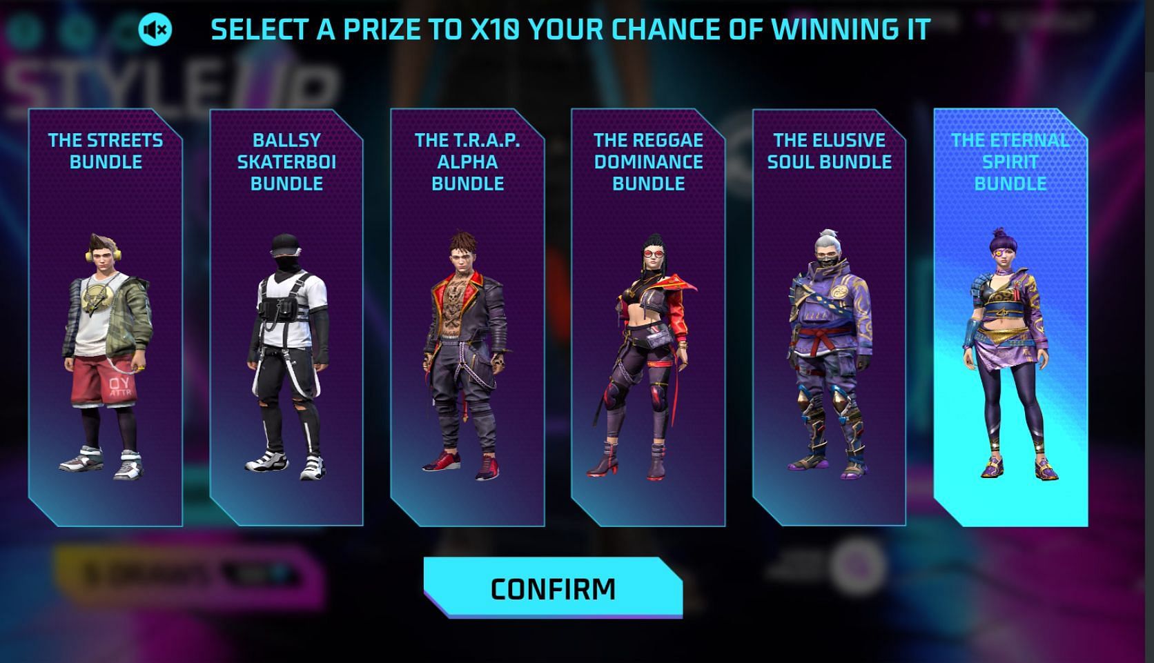 One will have to choose a costume bundle in the event to increase its chances of winning by 10 times (Image via Garena)