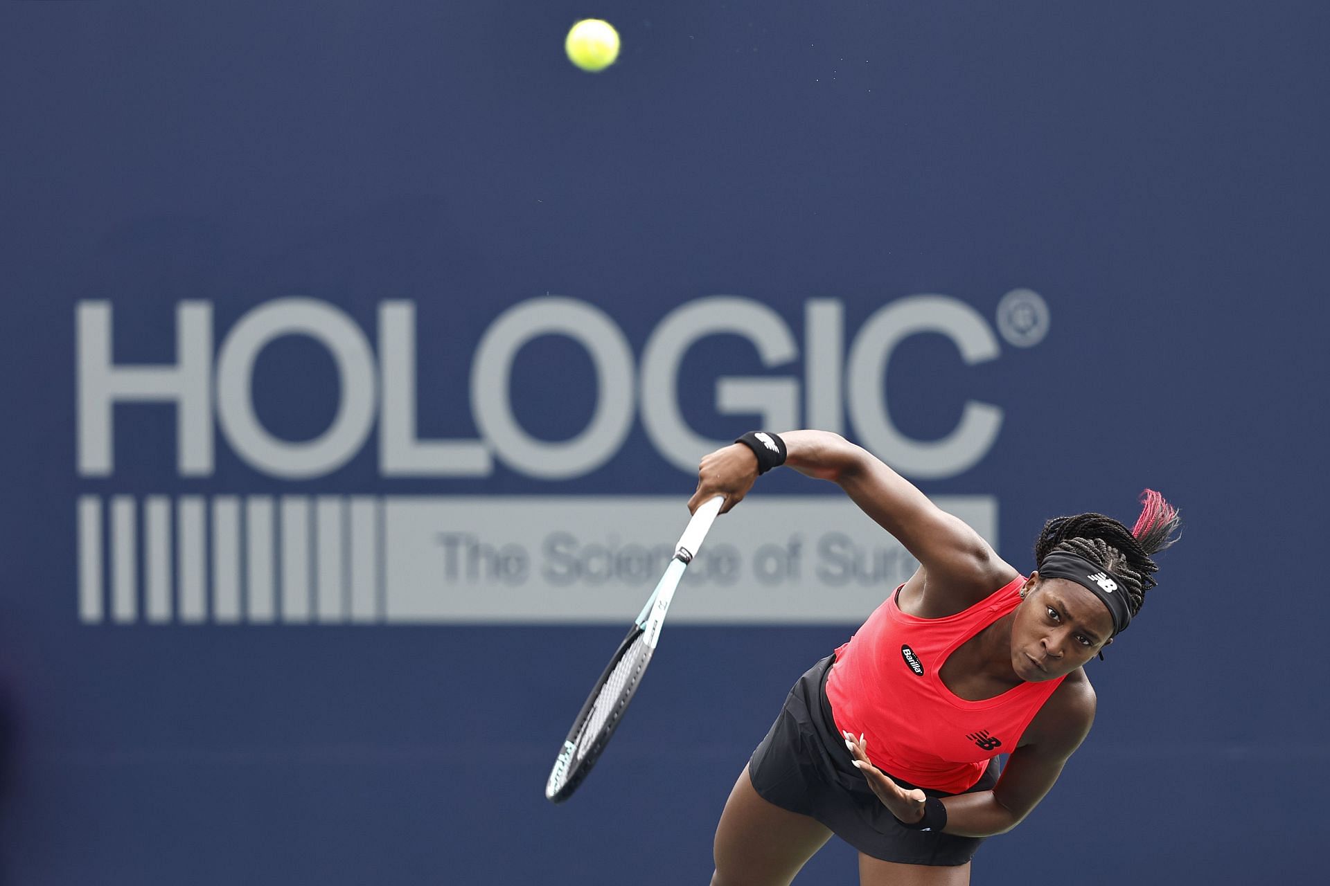 Coco Gauff in action at the 2022 San Diego Open.