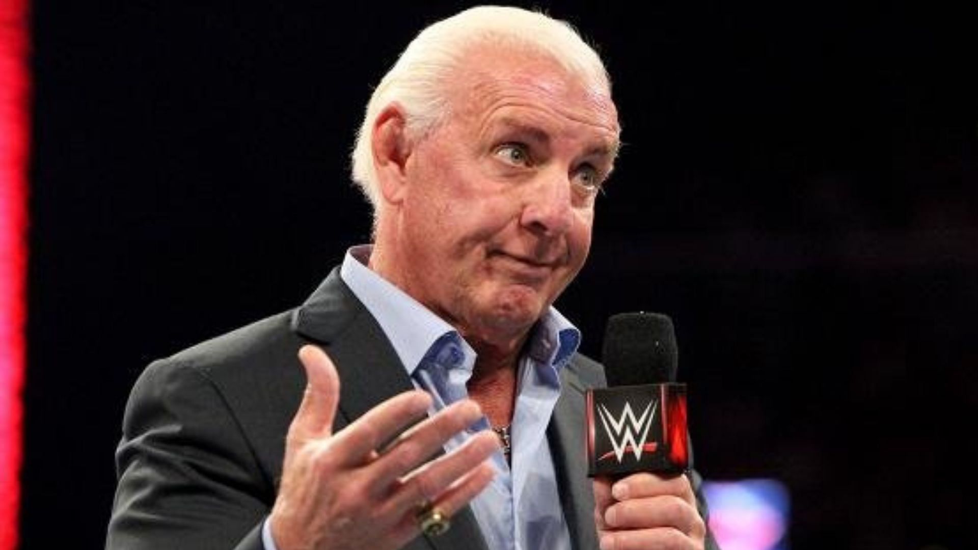 WWE legend Ric Flair delivering a promo during an episode of RAW