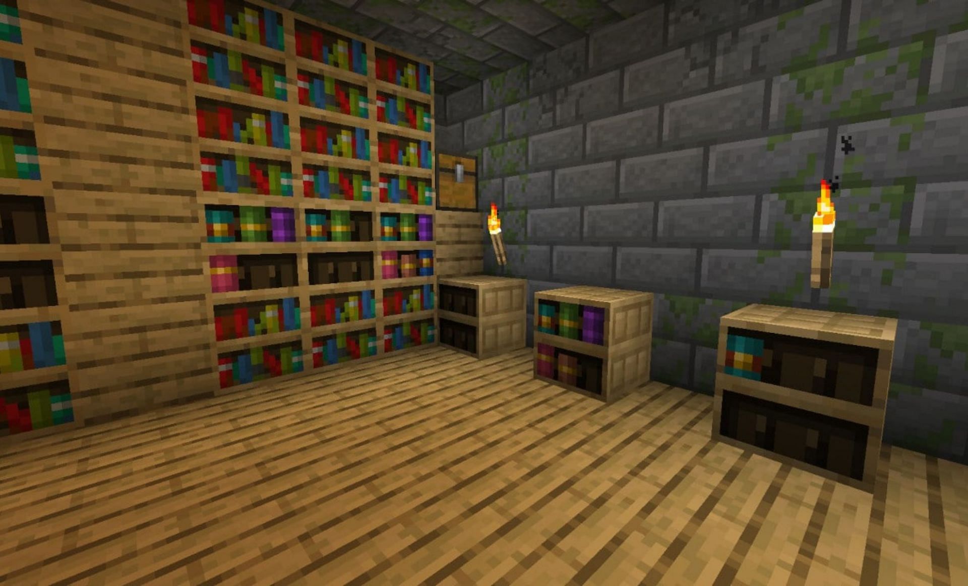 Chiseled bookshelves in the latest snapshot (Image via Mojang)