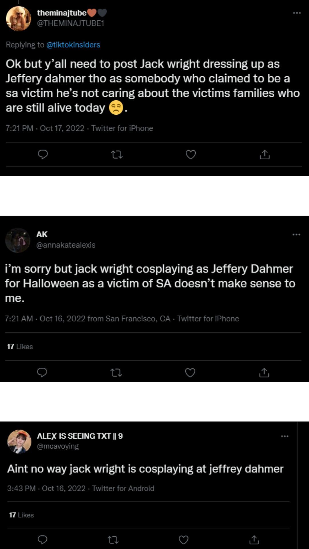 Twitter reacts negatively to Jack Wright 1/3 (image via Twitter)