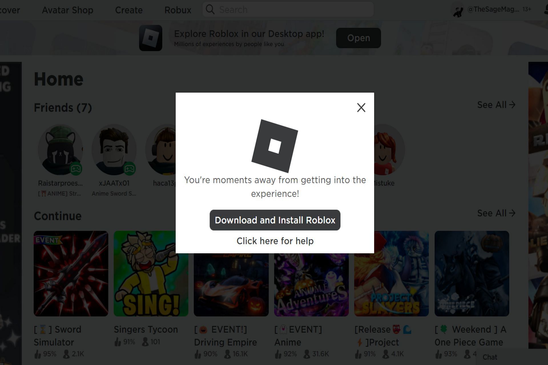 So uh in the Roblox Home Page, your account avatar/player now faces foward  in the picture. 