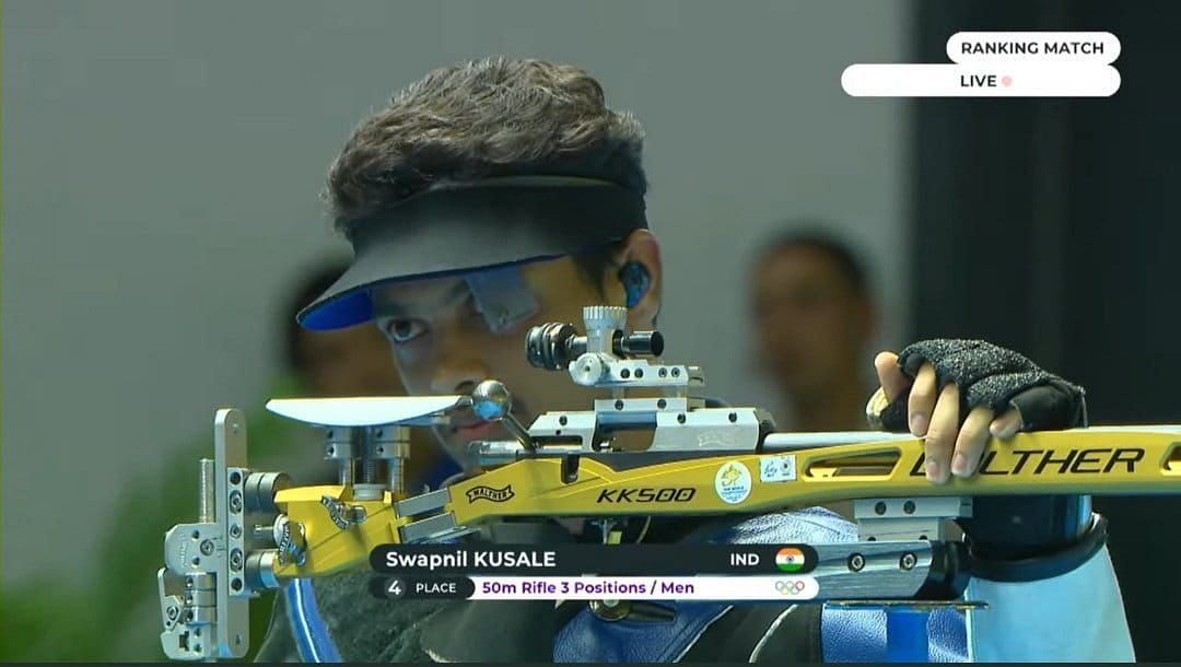 Swapnil Kusale in action during the World Championships in  Cairo