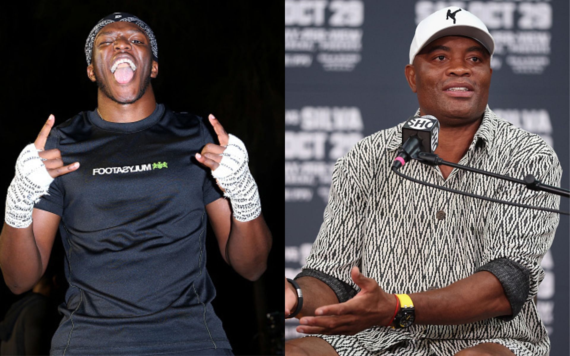 KSI (left) and Anderson Silva (right)(Images via Getty)