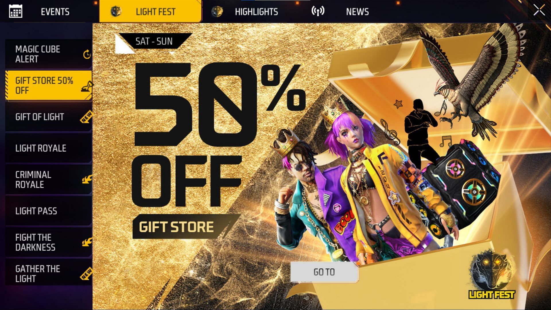 This event will provide every user with a 50% discount on the Gift Store (Image via Garena)