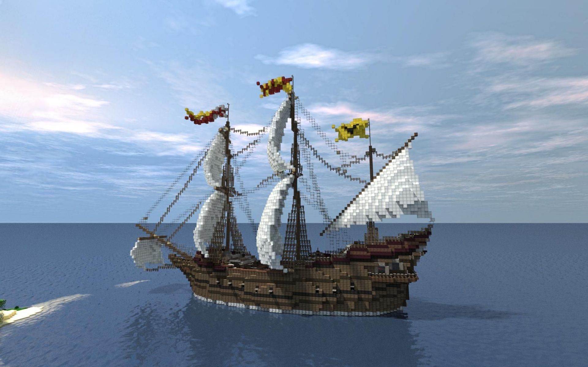 A ship in Minecraft (Image via Mojang)