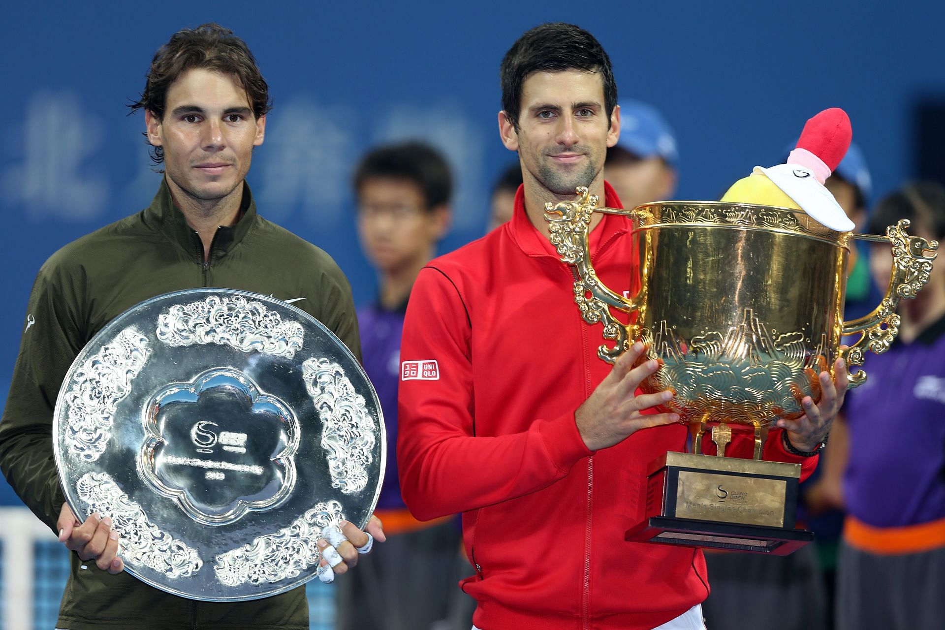 Novak Djokovic and Rafael Nadal at the 2013 China Open 