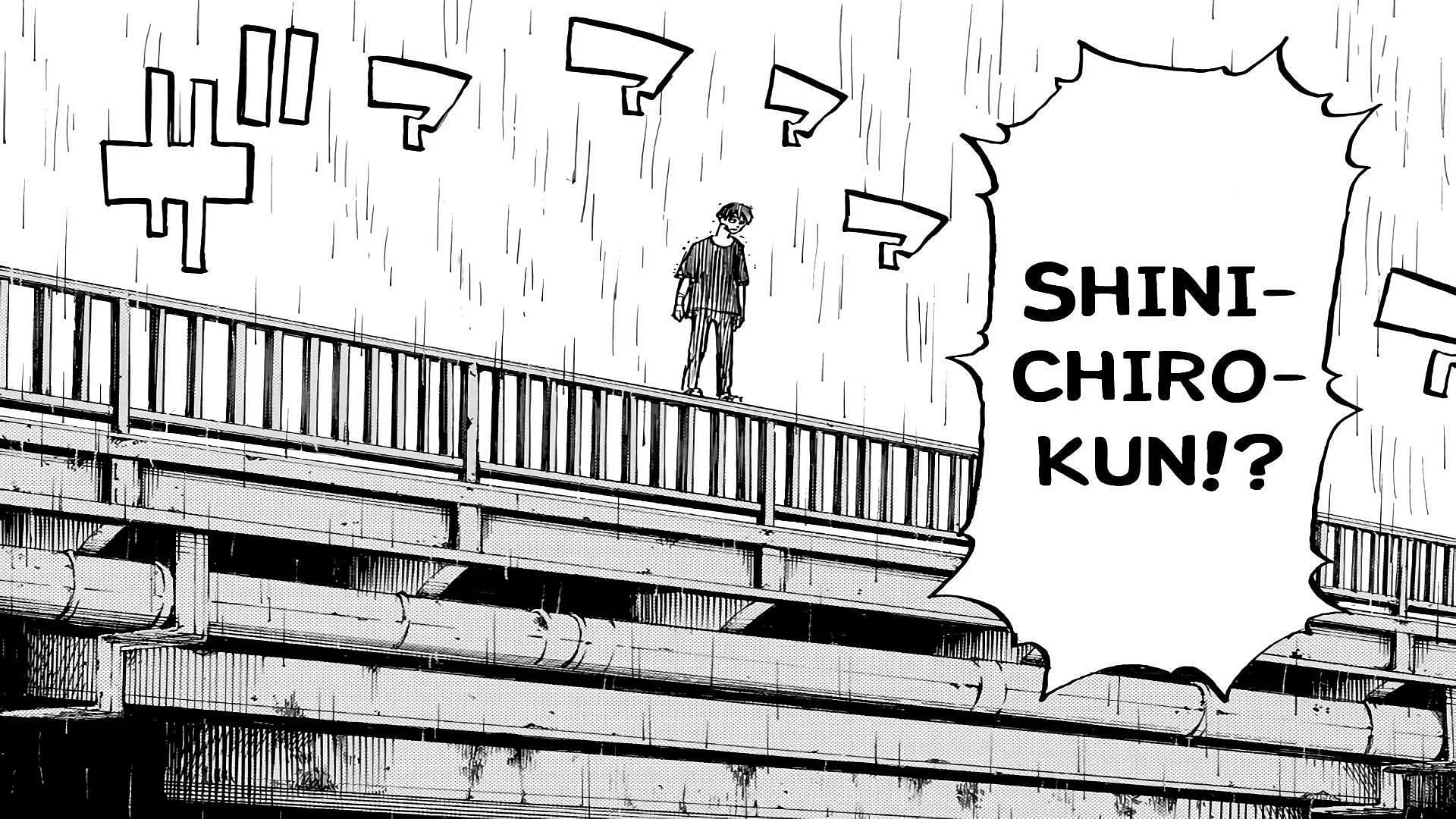 Shinichiro jumping off a bridge (Image via Ken Wakui/ Kodansha)