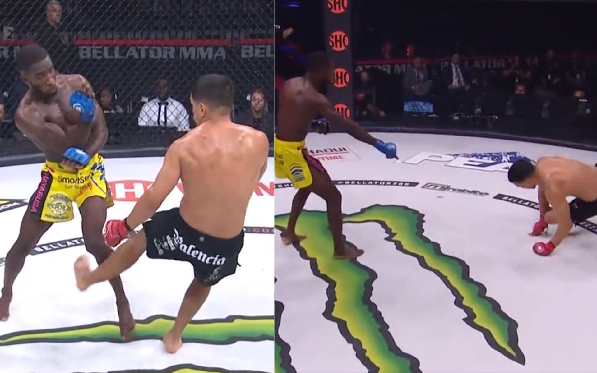 Bellator 286 opening fight. [Images courtesy: Twitter @BellatorMMA]