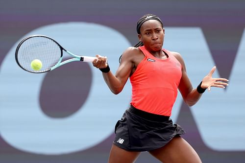 Coco Gauff in action at the 2022 Guadalajara Open.