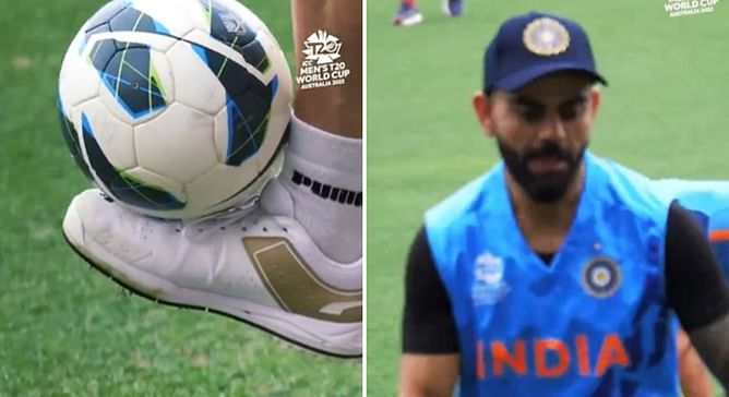 T20 World Cup: [WATCH] Virat Kohli shows off his football skills ahead of warm-up match against Australia