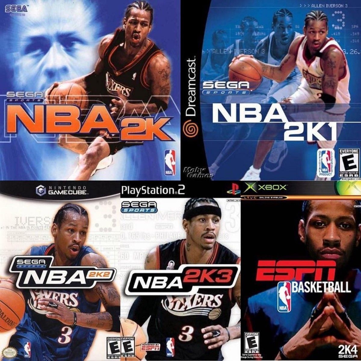 Allen Iverson on the cover of 2K over the years