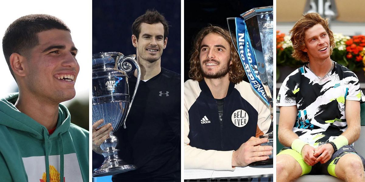 (From L) Carlos Alcaraz, Andy Murray, Stefanos Tsitsipas, and Andrey Rublev.