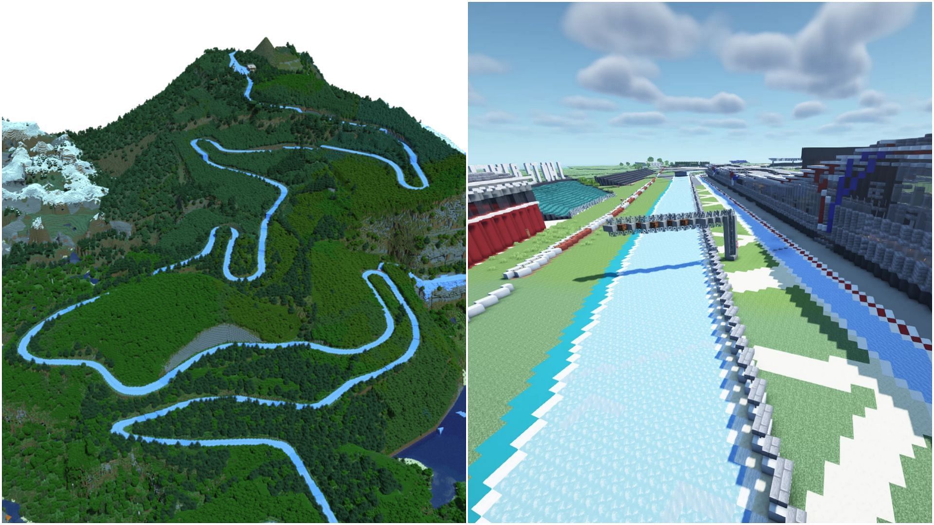 Some of the best tracks can be made through ice blocks and riding a boat on them in Minecraft (Image via Sportskeeda)