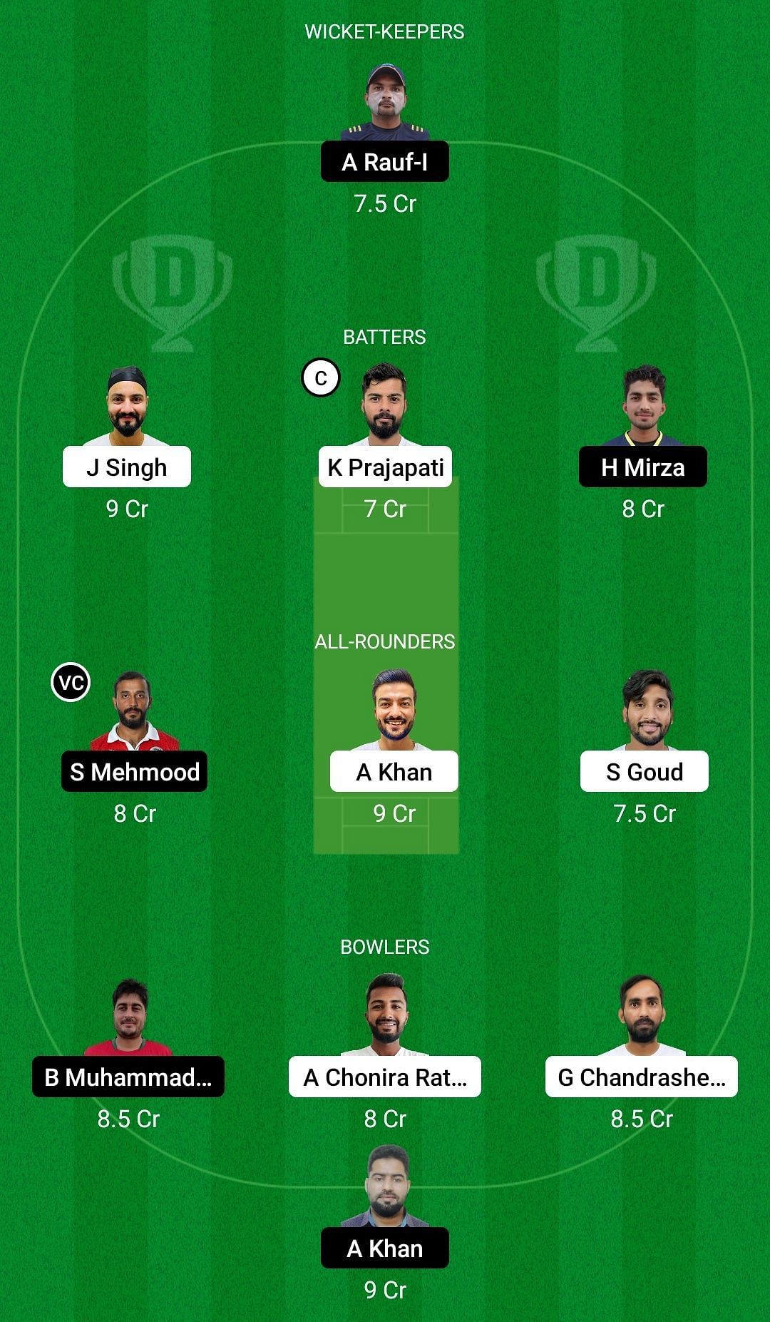 Dream11 Team for Qurum Thunders vs Bousher Busters - Oman D10 League 2022.