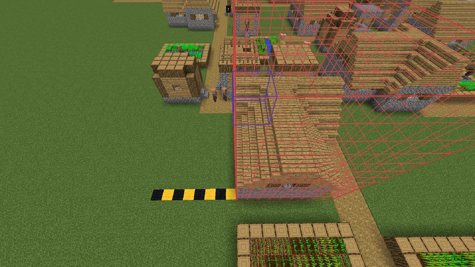 WorldEdit&#039;s Movement Tool shifting the position of a villager house (Image via WorldEdit)