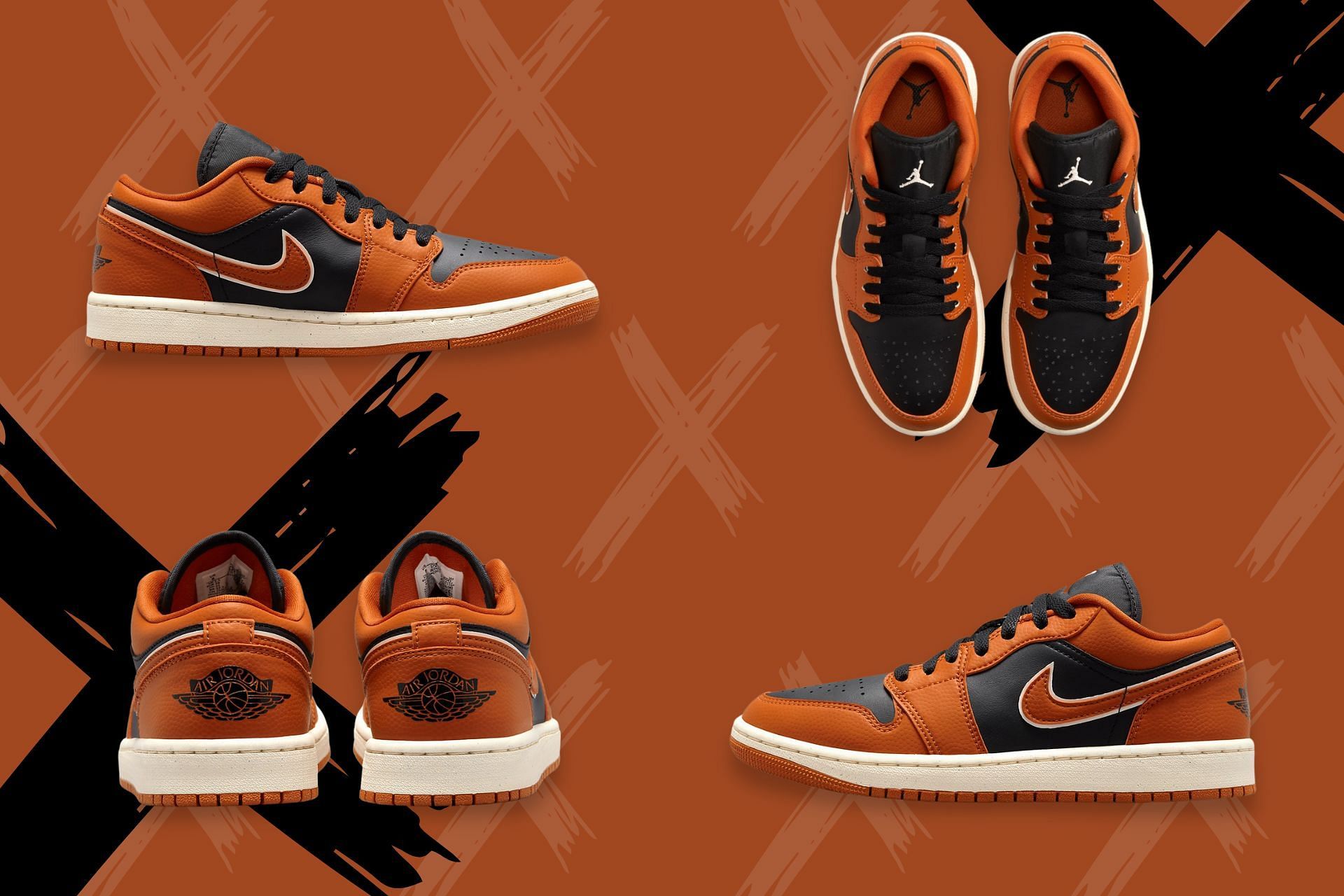 Upcoming Nike Air Jordan 1 Low Sport Spice sneakers in women&rsquo;s exclusive sizes provide Shattered Backboard vibes (Image via Sportskeeda)