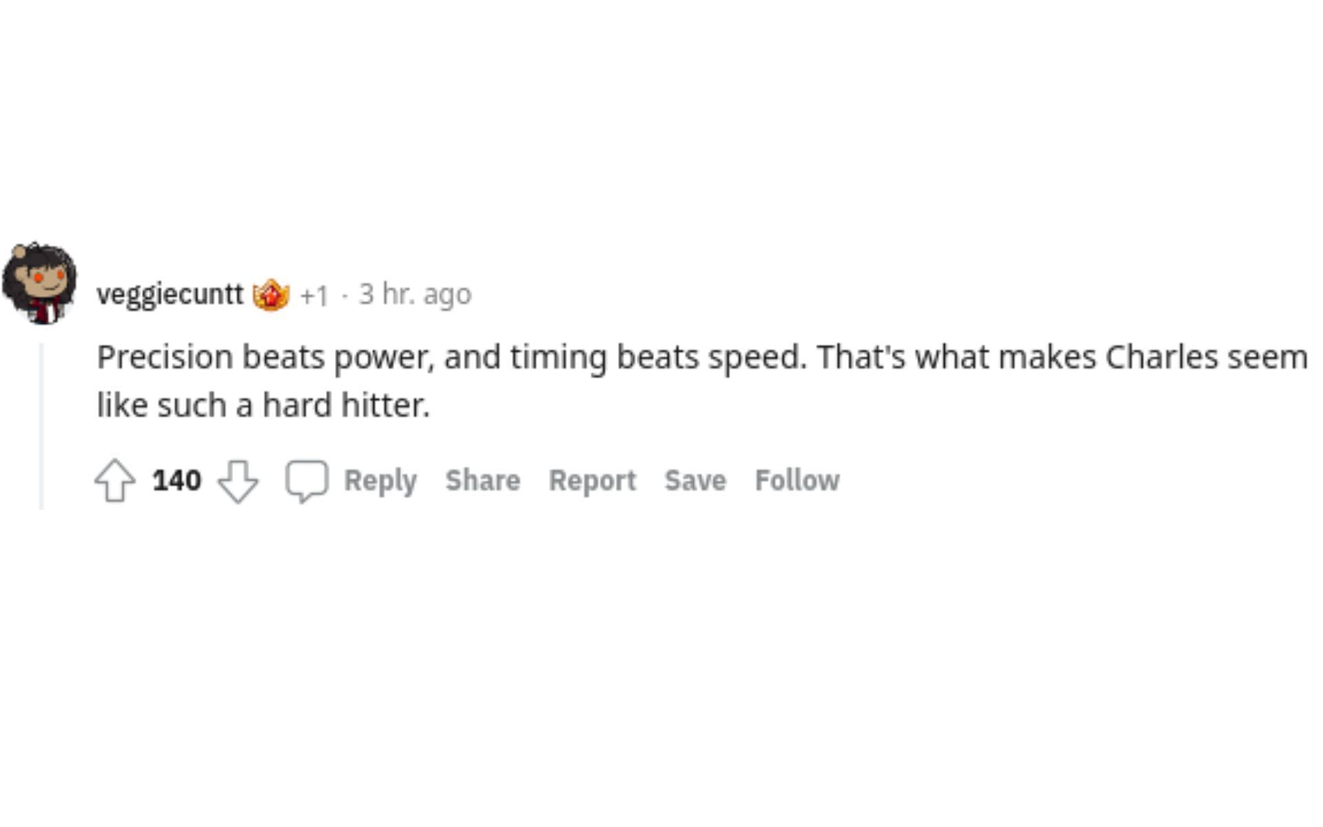 A Reddit users comment