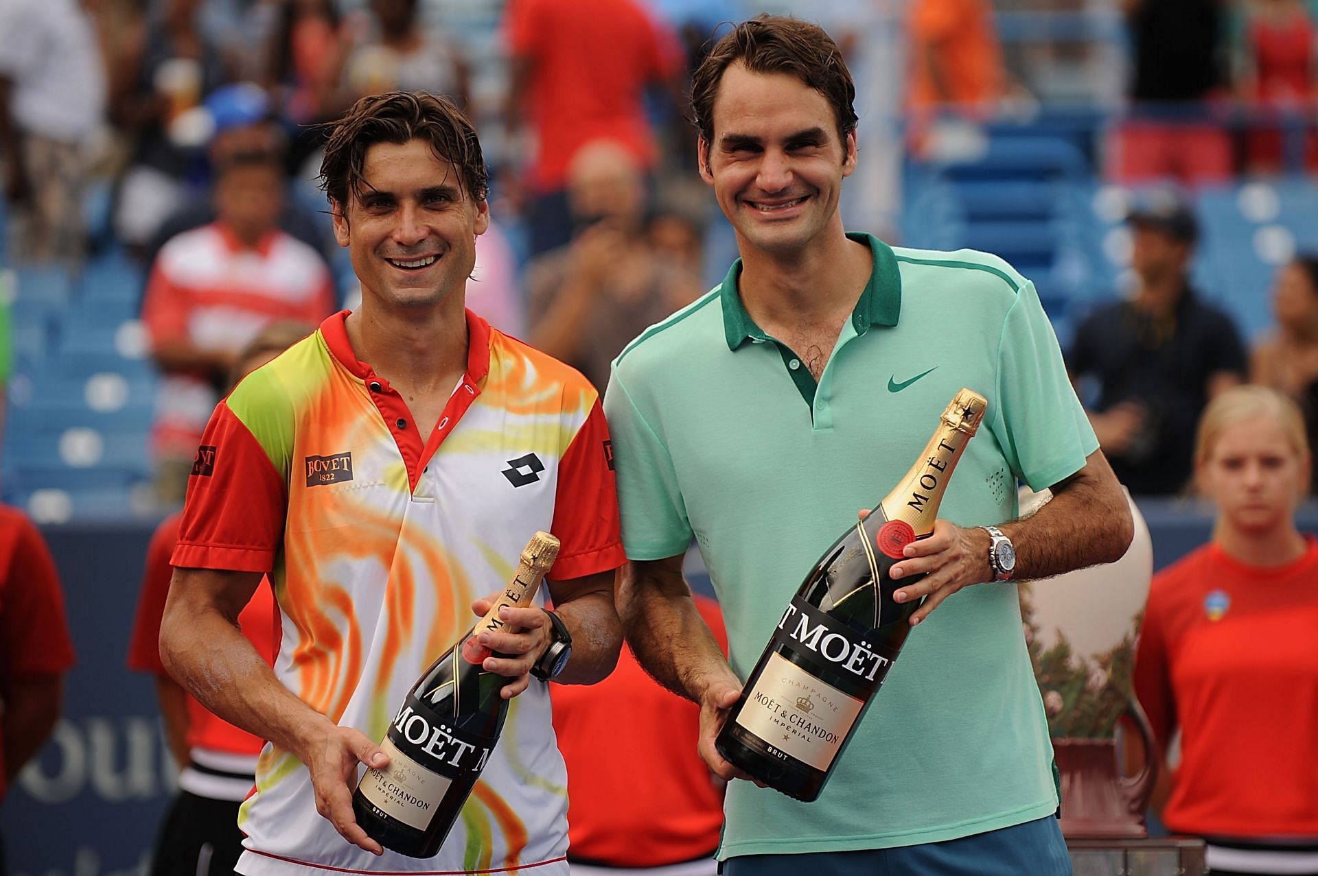 David Ferrer and Roger Federer, finalists at the 2014 Western &amp; Southern Open - Day 9