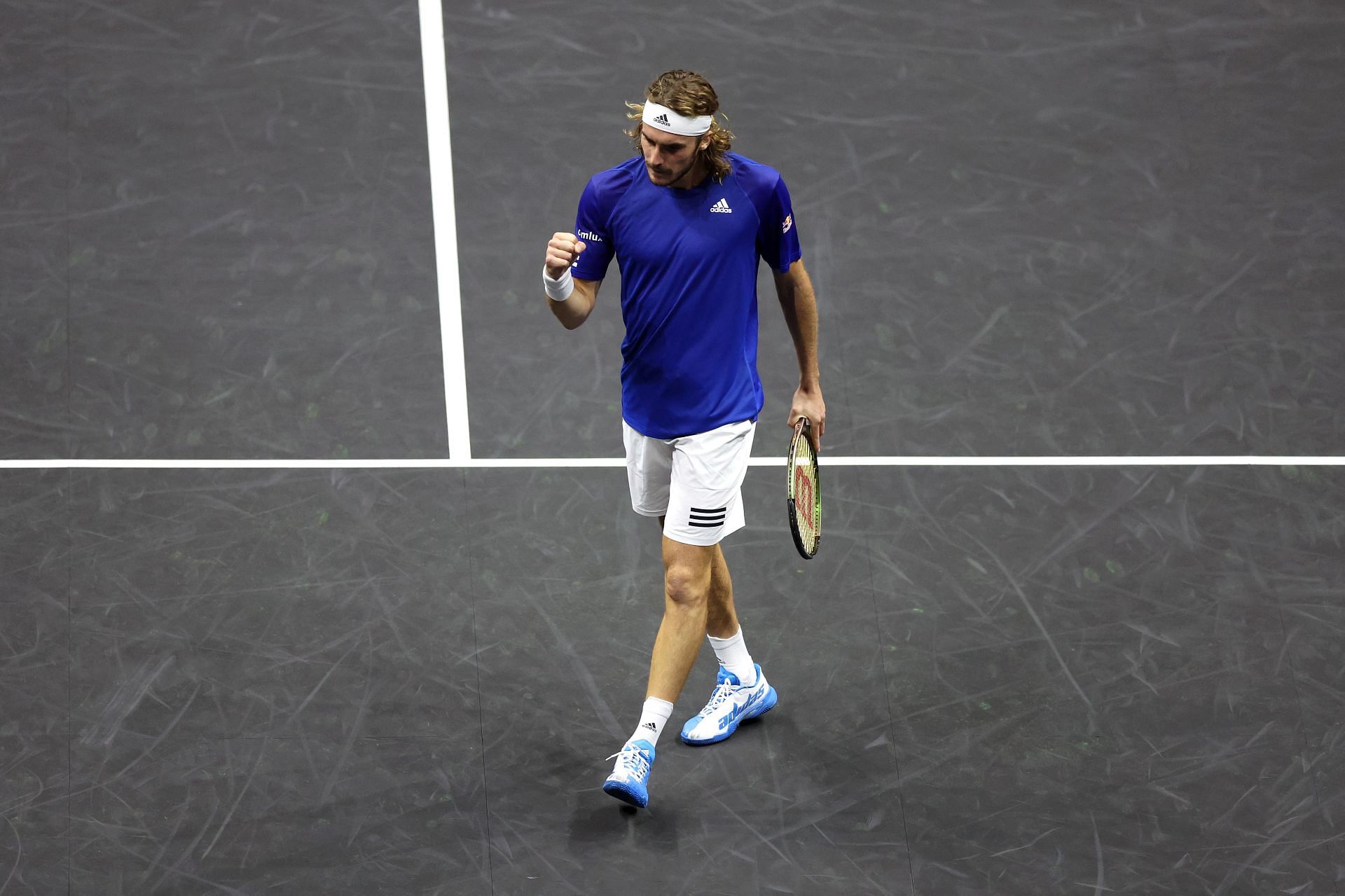 Tsitsipas in action at the 2022 Laver Cup