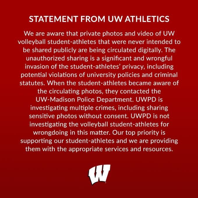 "They certainly did not consent to that" Wisconsin Volleyball photo leak scandal explained as