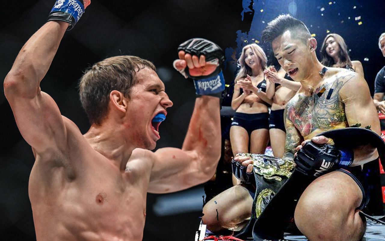 Ilya Freymanov (left) knocked out former 2-division ONE world champion Martin Nguyen (right) at ONE on Prime Video 2. (Image courtesy of ONE)